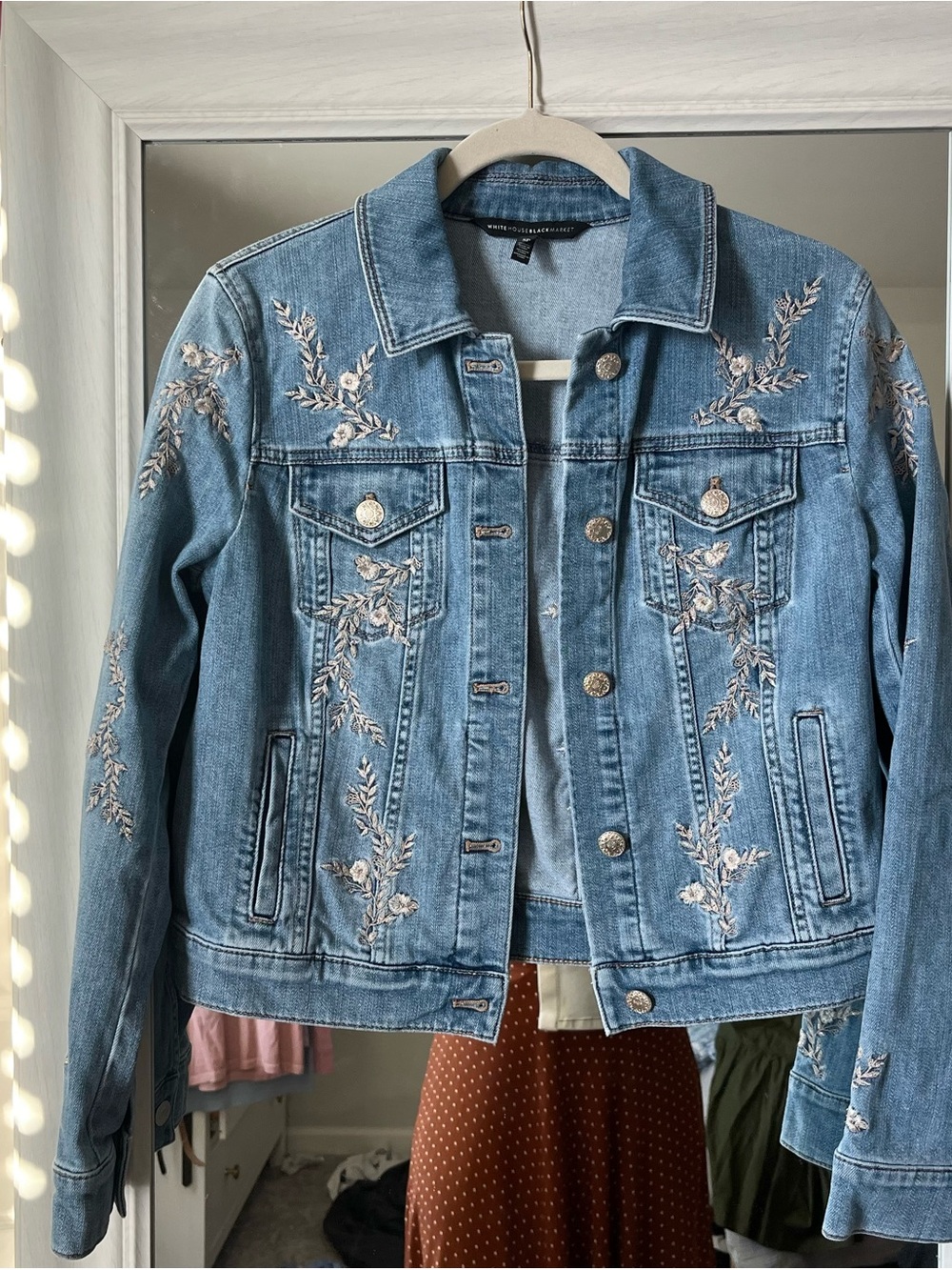 WhiteHouseBlackMarket embroid Blue Denim Jacket - Women's